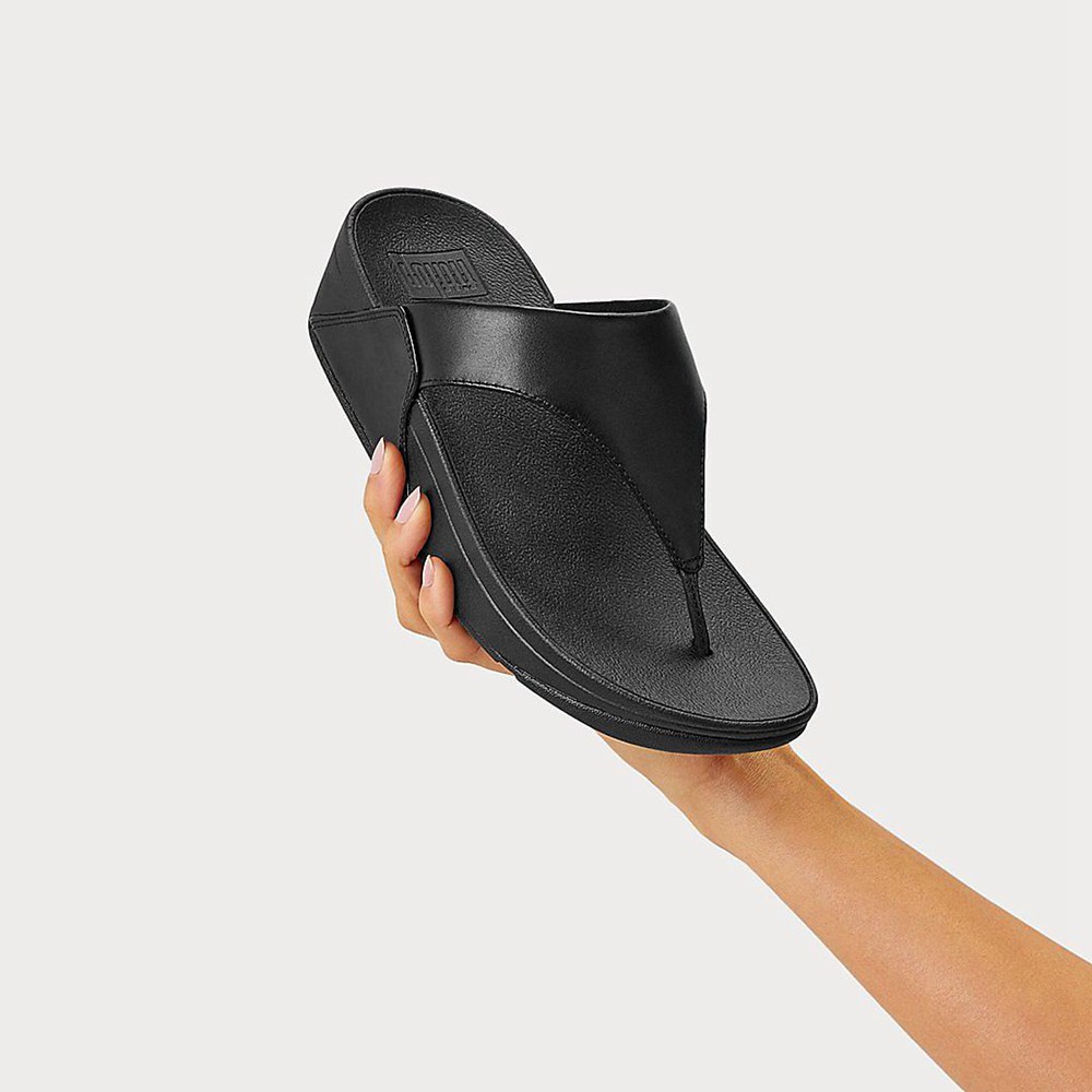 Fitflop Womens Sandals - Lulu Leather Toe-post - Black - 324-IHOTDJ